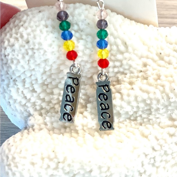 109. Rainbow beaded earrings - Picture 4 of 4